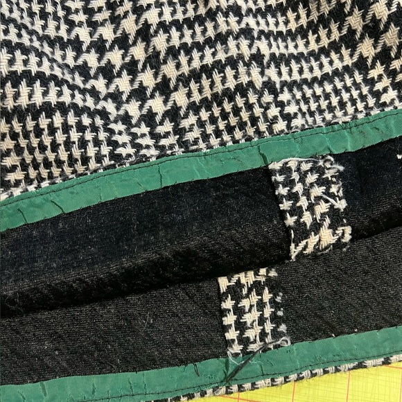 VINTAGE 60s wool houndstooth plaid mini midi straight pencil skirt classic - Picture 8 of 9